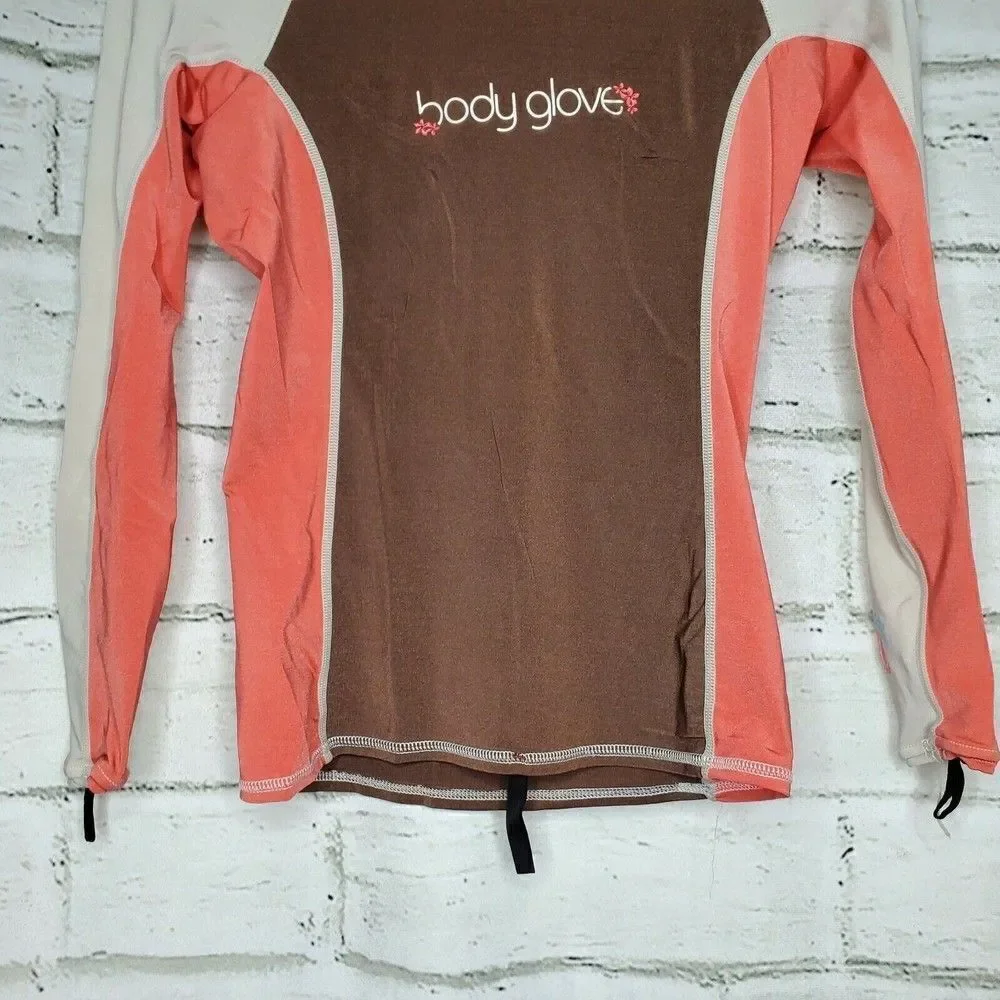 Body Glove Youth Medium Long Sleeve Rash Guard UV Protection Swimwear white pink